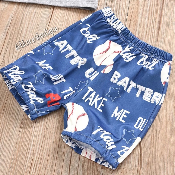 Boy Baseball Season Sports Matching Shorts Outfit - Picture 2 of 3